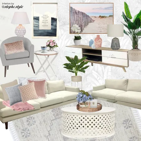 living room blue pink white Interior Design Mood Board by stephc.style on Style Sourcebook