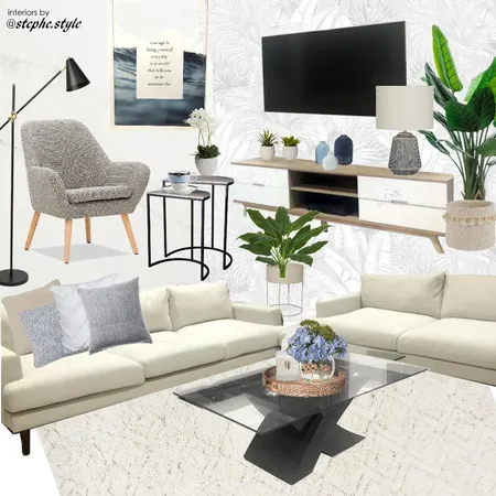 living room blue with tv Interior Design Mood Board by stephc.style on Style Sourcebook