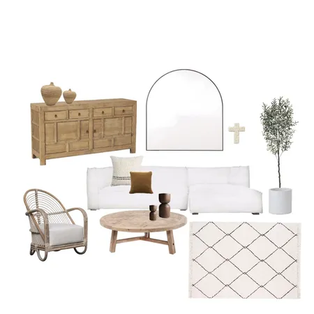 Mediterranean Boho Living Room Interior Design Mood Board by Styledbymel