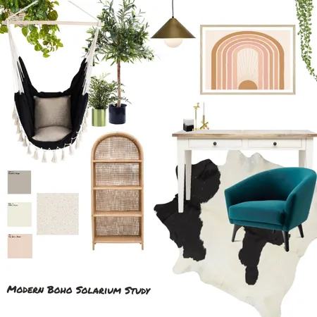 Modern Boho Solarium Study Interior Design Mood Board by Kozi Interiors on Style Sourcebook