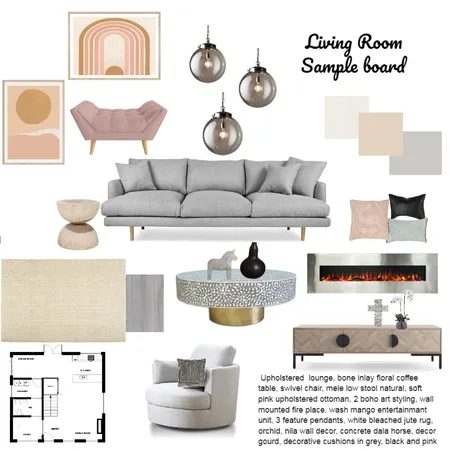 Sample Board Living Room Interior Design Mood Board by Danche on Style Sourcebook