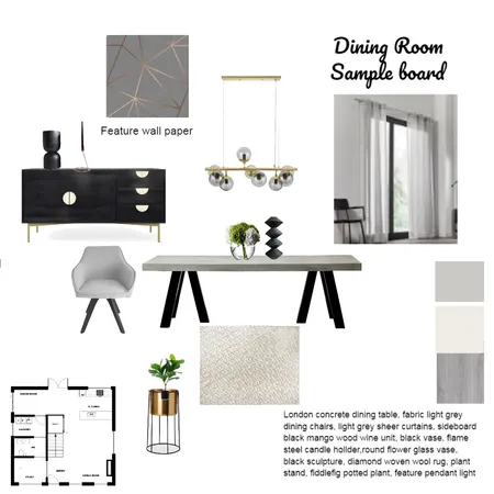 Sample Board Dining Room Interior Design Mood Board by Danche