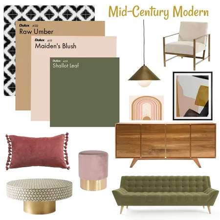 Mid-Century Modern Living Interior Design Mood Board by Jasmineann on Style Sourcebook