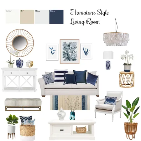 Hamptons Style Living Room Interior Design Mood Board by Fay on Style Sourcebook