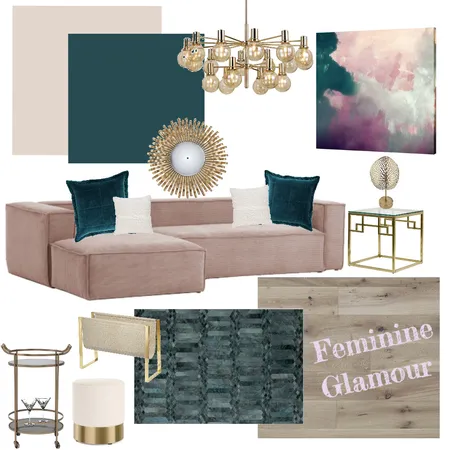 teal and pink living room Interior Design Mood Board by Starlings Nest on Style Sourcebook
