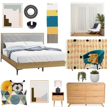 Mid-century modern bedroom Interior Design Mood Board by Janice Minard on Style Sourcebook