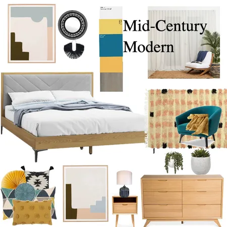 Mid-century modern bedroom Interior Design Mood Board by Janice Minard