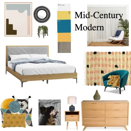 Mid-century modern bedroom Interior Design Mood Board by Janice Minard on Style Sourcebook