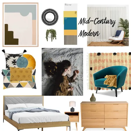 Mid-century modern bedroom Interior Design Mood Board by Janice Minard on Style Sourcebook