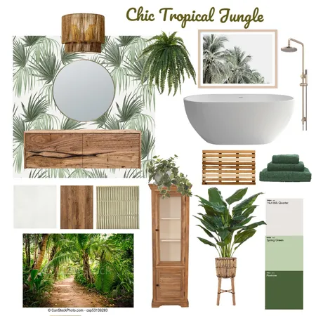 Chic Tropical Jungle Interior Design Mood Board by juliab0329@gmail.com