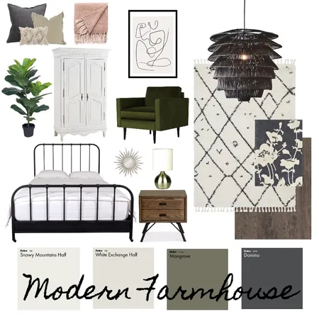 Modern Farmhouse Bedroom Interior Design Mood Board by Haven Home Styling on Style Sourcebook