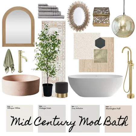 Mid Century Modern Bath Interior Design Mood Board by Haven Home Styling on Style Sourcebook