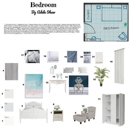 bedroom Interior Design Mood Board by Adele Shaw