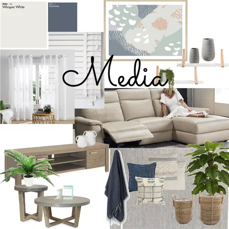 Relaxed Coastal Media Room Interior Design Mood Board by restyledinteriors on Style Sourcebook