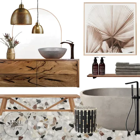 bold warm bathroom Interior Design Mood Board by Sisu Styling on Style Sourcebook