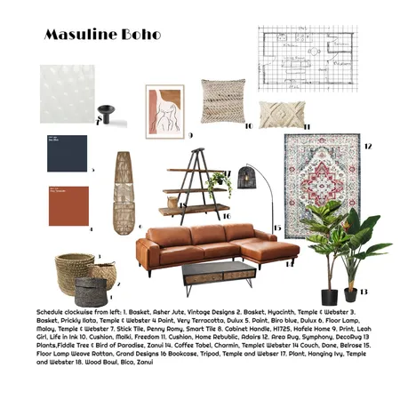 Masculine Boho Interior Design Mood Board by jkuzyk03 on Style Sourcebook