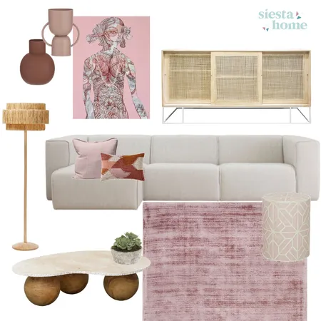 Modern Luxe living Room Pink Interior Design Mood Board by Siesta Home on Style Sourcebook