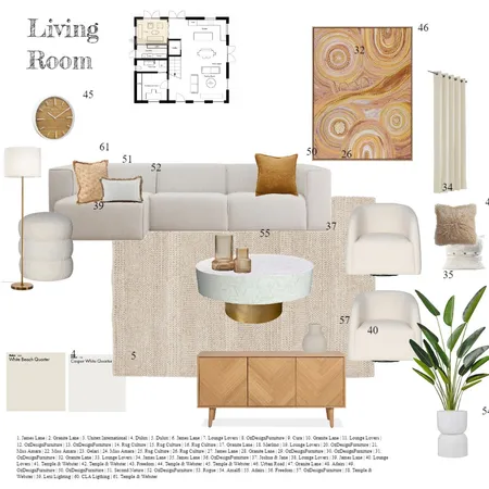Module 9 assignment Living Room Interior Design Mood Board by @leafandwicker on Style Sourcebook
