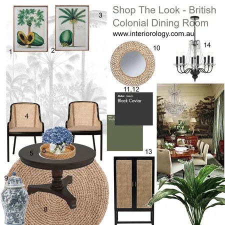 Shop the look - British Colonial Dining Room Interior Design Mood Board by interiorology on Style Sourcebook