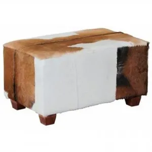 Rhyno Goat Hide Upholstered Mahogany Timber Ottoman, Small by Centrum Furniture, a Ottomans for sale on Style Sourcebook