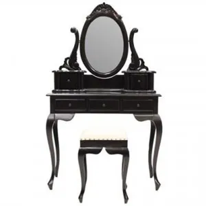 Champier Hand Crafted Mahogany Dressing Table with Stool, Black by Millesime, a Dressers & Chests of Drawers for sale on Style Sourcebook