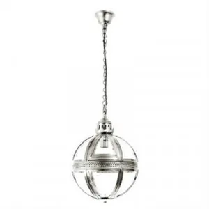 Saxon Metal & Glass Globe Pendant Light, Small, Nickel by Emac & Lawton, a Pendant Lighting for sale on Style Sourcebook
