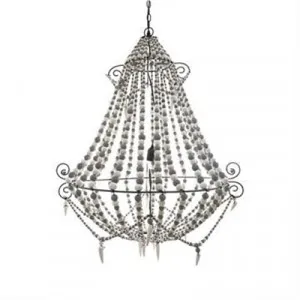 Palmira Wooden Beaded Pendant Light, Large, Grey / White by Emac & Lawton, a Pendant Lighting for sale on Style Sourcebook