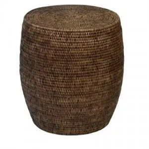 Savannah Rattan Drum Side Table, Tobacco by COJO Home, a Side Table for sale on Style Sourcebook