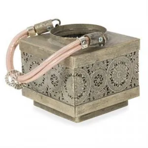 Carey Cutout Metal Square Candle Holder, Pewter by Casa Sano, a Lanterns for sale on Style Sourcebook