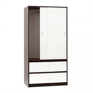 Cue 2 Door 4 Drawer Wardrobe, Walnut / White by EBT Furniture, a Wardrobes for sale on Style Sourcebook