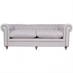 Kensington Chesterfield Tufted Linen Upholstered Sofa, 2 Seater by Huntington Lane, a Sofas for sale on Style Sourcebook