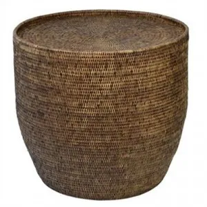 Savannah Rattan Round Side Table, Tobacco by COJO Home, a Side Table for sale on Style Sourcebook