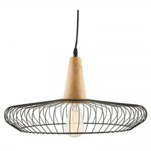 Toren Iron & Wood Round Pendant Light by Casa Sano, a Pendant Lighting for sale on Style Sourcebook