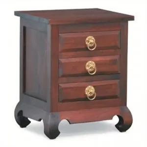 Quon Maluku Mahogany Timber 3 Drawer Opium Bedside Table, Mahogany by Centrum Furniture, a Bedside Tables for sale on Style Sourcebook