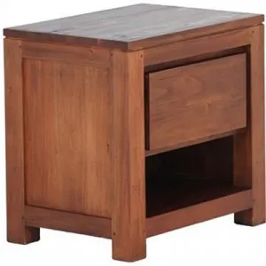 Amsterdam Solid Mahogany Timber Single Drawer Bedside Table - Light Pecan by Centrum Furniture, a Bedside Tables for sale on Style Sourcebook