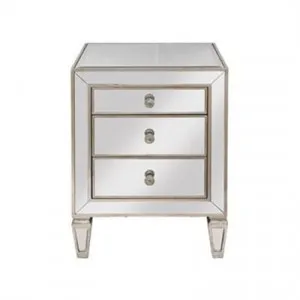 Cassidy Mirrored 3 Drawer Bedside Table by Diaz Design, a Bedside Tables for sale on Style Sourcebook