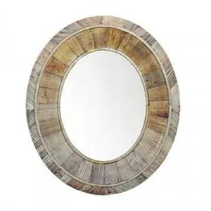 Pia Recycled Elm Timber Frame 80cm Oval Wall Mirror by Manoir Chene, a Mirrors for sale on Style Sourcebook