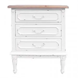 Lapalisse Hand Crafted Mahogany Timber 3 Drawer Bedside Table, White / Weathered Oak by Millesime, a Bedside Tables for sale on Style Sourcebook