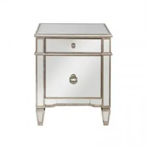 Cassidy Mirrored 1 Door 1 Drawer Bedside Table by Diaz Design, a Bedside Tables for sale on Style Sourcebook