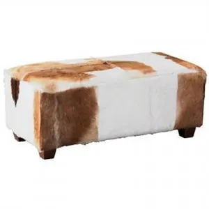 Rhyno Goat Hide Upholstered Mahogany Timber Ottoman, Large by Centrum Furniture, a Ottomans for sale on Style Sourcebook