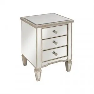 Cassidy Ribbed Top Mirrored 3 Drawer Bedside Table by Diaz Design, a Bedside Tables for sale on Style Sourcebook