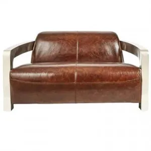 Meirs Vintage Leather Lover Chair, Chestnut by Huntington Lane, a Sofas for sale on Style Sourcebook