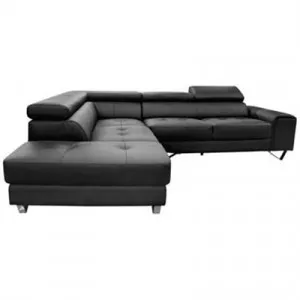 Majorca 2 Seater Leather Corner Sofa with Left Hand Facing Chaise, Black by Dodicci, a Sofas for sale on Style Sourcebook