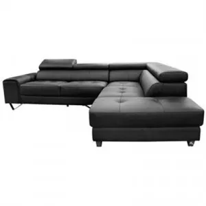 Majorca 2 Seater Leather Corner Sofa with Right Hand Facing Chaise, Black by Dodicci, a Sofas for sale on Style Sourcebook