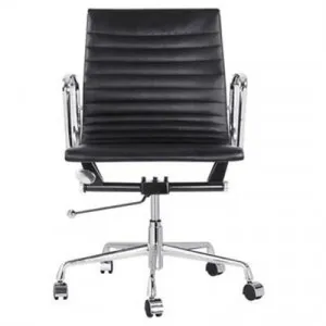 Replica Eames Italian Leather Office Chair, Mid Back, Black by Conception Living, a Chairs for sale on Style Sourcebook
