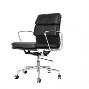 Replica Eames Italian Leather Soft Pad Office Chair, Mid Back, Black / Silver by Conception Living, a Chairs for sale on Style Sourcebook