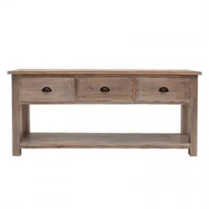 Ceva Hand Crafted Mahogany 3 Drawer Console Table, Weathered Oak by Millesime, a Console Table for sale on Style Sourcebook