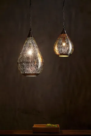Perforated Teardrop Pendant Light - Nickel by Just in Place, a Pendant Lighting for sale on Style Sourcebook