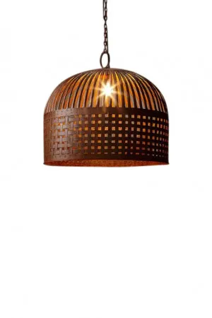 Woven Iron Strips Pendant Light - Rust - Large by Just in Place, a Pendant Lighting for sale on Style Sourcebook