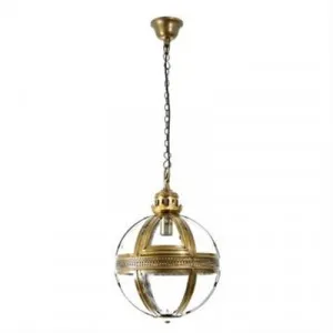 Saxon Metal & Glass Globe Pendant Light, Small, Antique Brass by Emac & Lawton, a Pendant Lighting for sale on Style Sourcebook